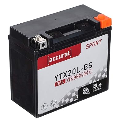 Accurat Motorradbatterie YTX20L-BS, Gel, 12V 20Ah, wartungsfrei, zyklenfest